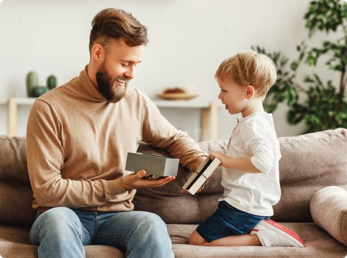 Dad playing with his young son